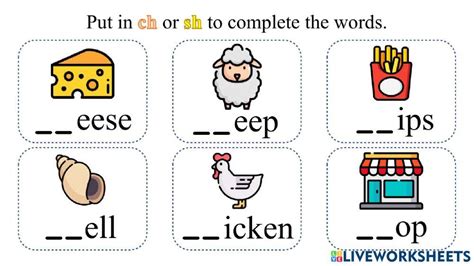 Ch and sh sounds worksheet | Live Worksheets