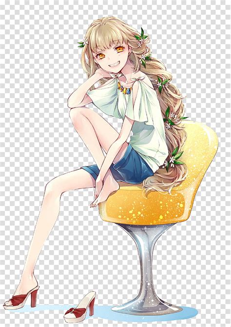 Anime Anime Girl Render Woman Sitting On Chair Illustration Transparent Background Png Clipart