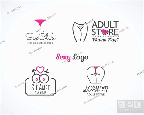 Collection Of Cute Sex Shop Logo And Badge Design Templates Stock