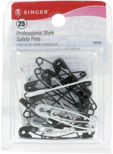 Singer 00296 Black And White Safety Pins Assorted Sizes 25 Count