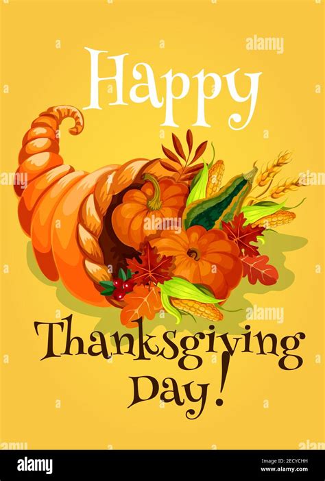 Thanksgiving Day Cornucopia Greeting Card Traditional Design Of Meal