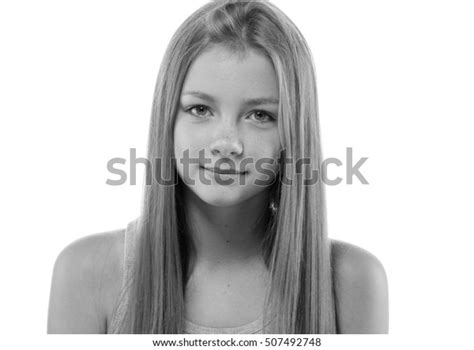 Teenager Girl Woman Female Portrait Freckles Stock Photo 507492748