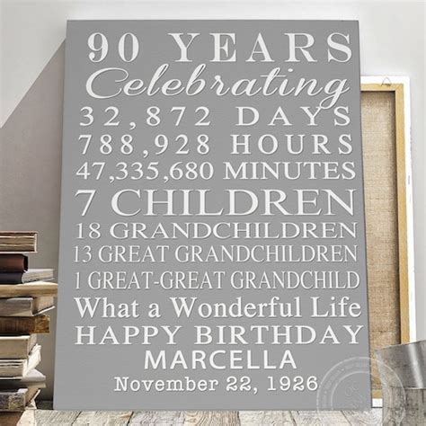 90th Birthday T Canvas Sign Print Personalized Art Etsy