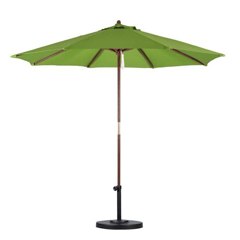 California Umbrella 9 Ft Wood Pulley Open Patio Umbrella In Lime Green