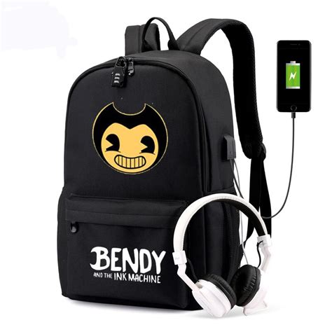 Bendy And The Ink Machine Backpack Usb Charging Laptop Backpack For