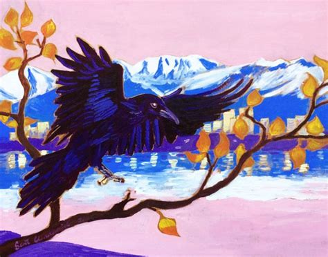 Raven Art Print Anchorage Painting Alaska Painting