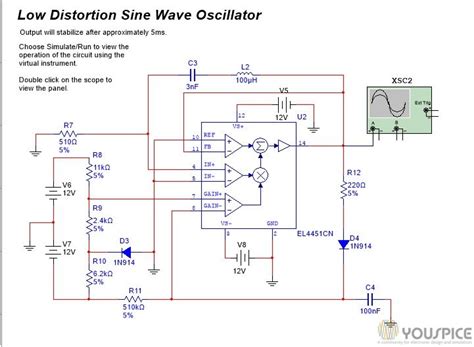 Low Distortion Sine Wave Oscillator Youspice