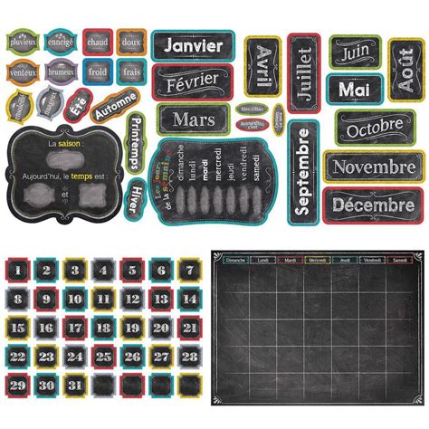 French Chalk It Up Calendar Bulletin Board Set Classroom Essentials