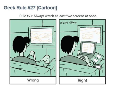 Geek Rule Always Watch Two Monitors At Once Computer Jokes Geek