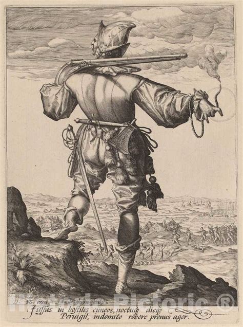 Art Print Gheyn Ii After Goltzius Helmeted Musketeer 1587 Vintage Wall Art Art Poster