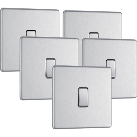 Bg Screwless Flat Plate Brushed Stainless Steel 10ax Light Switch 1