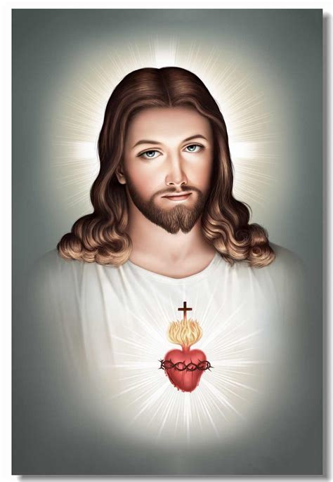 Custom Printing Canvas Wall Decor Sacred Heart Of Jesus Poster Jesus
