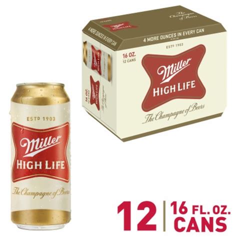 Miller High Life Beer American Lager Beer 12 Cans 16 Fl Oz Bakers