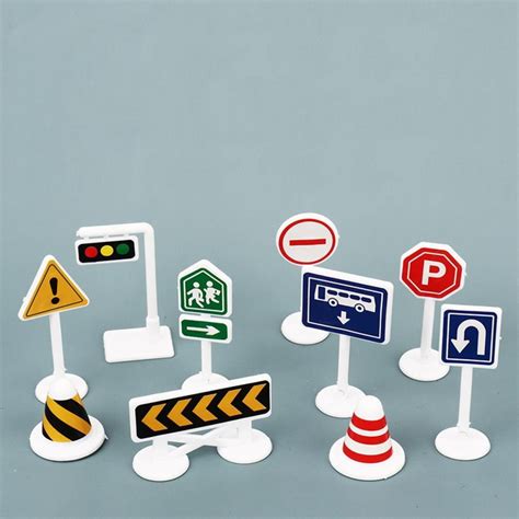 Street Road Signs Playset Traffic Signs Playset Mini Traffic Lights Toy