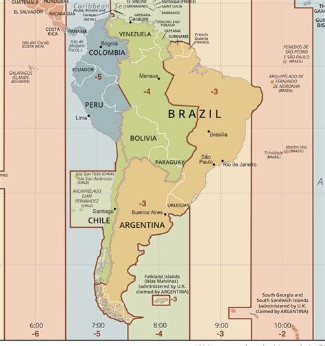 Time Zone Map Of South America Latin America Time Zone Whatsanswer