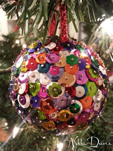 Tonight's DIY Christmas ornament in the foreground. Made from sequins
