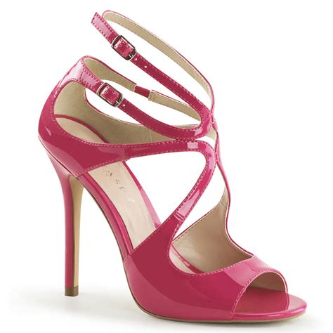 Summitfashions Womens Glossy 5 Inch Hot Pink Heels Unique Strappy