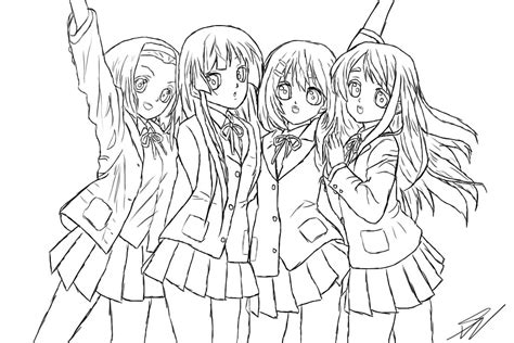 Anime Friend Group Coloring Page Coloring Pages