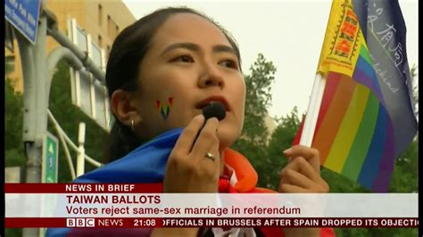 Voters Reject Same Sex Marriage Taiwan Bbc News Th November Youtube