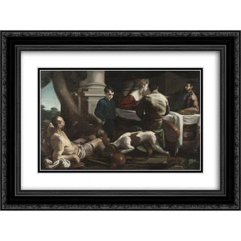 Jacopo Bassano 2x Matted 24x20 Black Ornate Framed Art Print Lazarus And The Rich Man