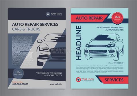 Set Auto Repair Business Layout Templates Automobile Magazine Cover