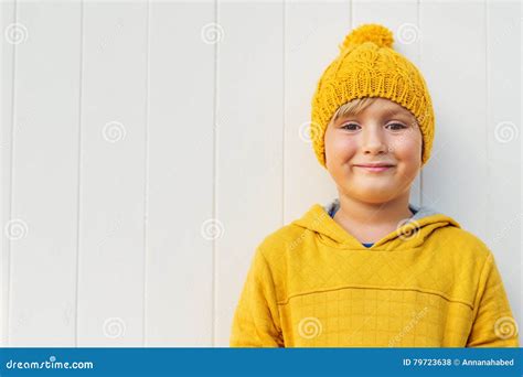 Portrait Of A Cute Little Boy Stock Photo Image Of Caucasian Knitted