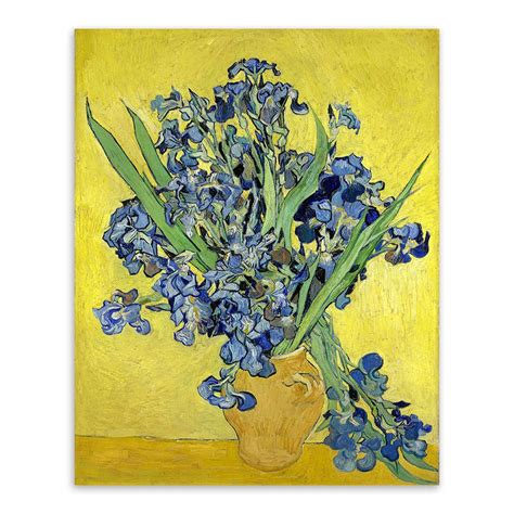 Irise Vincent Van Gogh Yellow Modern Blue Flower Poster Print Original