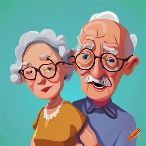 Colorful Cartoon Style Illustration Of Grandma And Grandpa On Craiyon