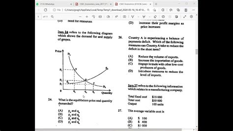 2018 Economics Paper 1 Mayjune Exam Cseccxc Youtube