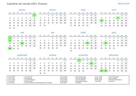 Calendrier 2023 Avec Jours Fériés En France Imprimer Et Télécharger