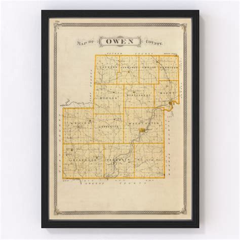 Vintage Map Of Owen County Indiana 1876 By Teds Vintage Art