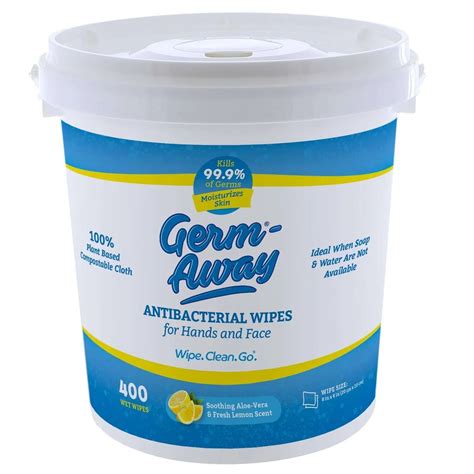 Germ Away Antibacterial Hand And Face Wipes 400 Count Bucket Dutch