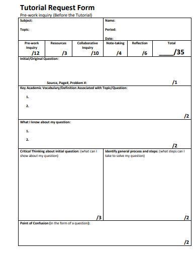 Free 7 Sample Avid Tutorial Request Forms In Ms Word Pdf