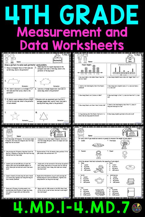 4th Grade Measurement And Data Worksheets 6th Grade Worksheets