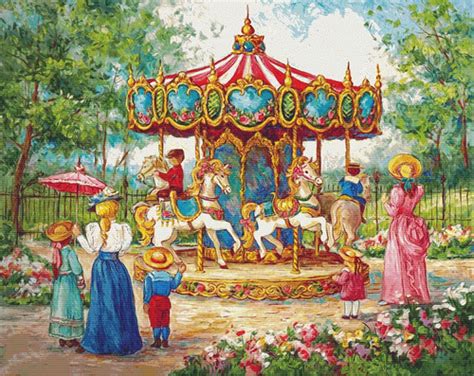 5d Diamond Painting Park Carousel Kit Bonanza Marketplace