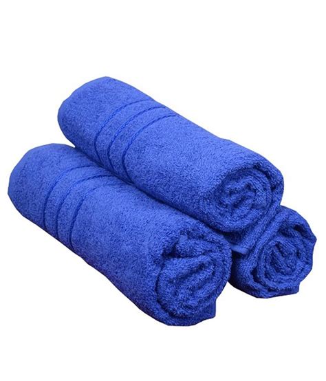 Bombay Dyeing Blue Cotton Bath Towels Set Of 3 Buy Bombay Dyeing