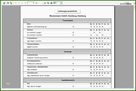 Leistungsverzeichnis & reinigungsplan für selbständige. Vorlage Leistungsverzeichnis Excel Fantastisch ...