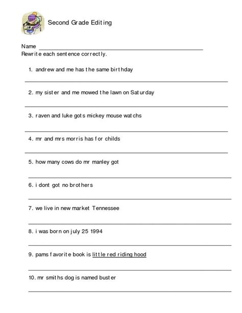 Sentence Grammar Correction Worksheets