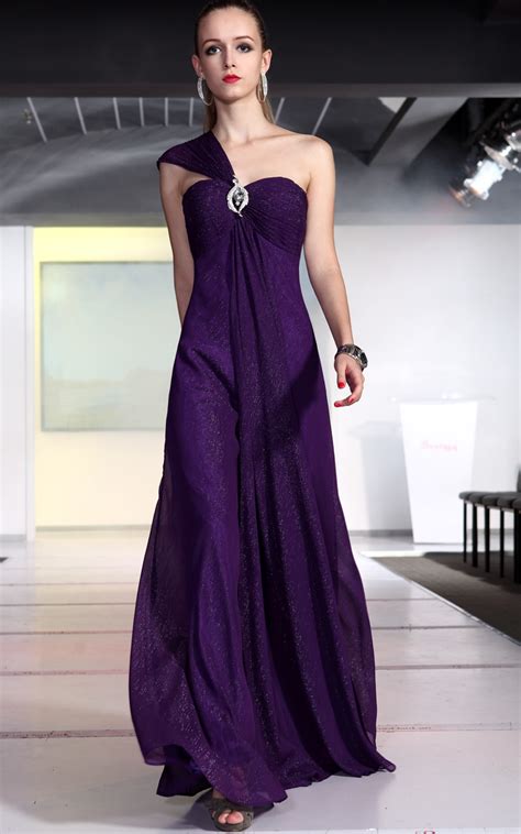 One Shoulder Long Backless Purple Bridesmaid Dresses £11900