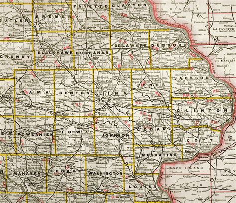 1890 Map Of Eastern Iowa