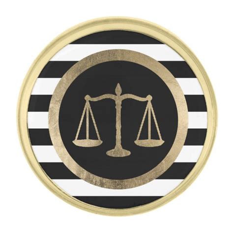 Attorney At Law Gold Scale Modern Stripes Lawyer Gold Finish Lapel Pin