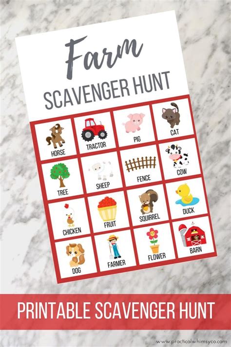 Farm Scavenger Hunt Printable For Kids Field Trip Digital Etsy