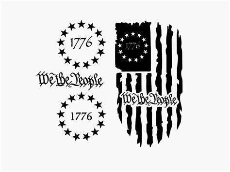 We The People 1776 Flag Bundle Svg Eps Dxf Laser Cricut Silhouette Etsy