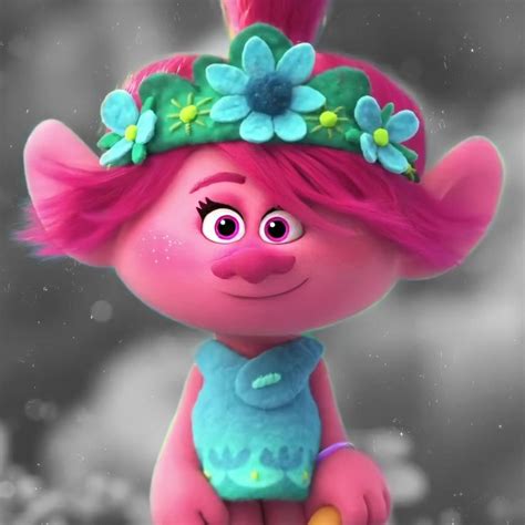 A Cartoon Character With Pink Hair And Flowers On Her Head
