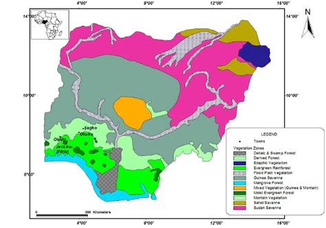 Vegetation Map Of Nigeria Showing The Bamboo Growth Sites Download