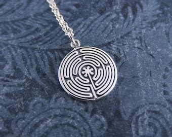 Labyrinth Pendant Necklace Sterling Silver Symbolic Etsy
