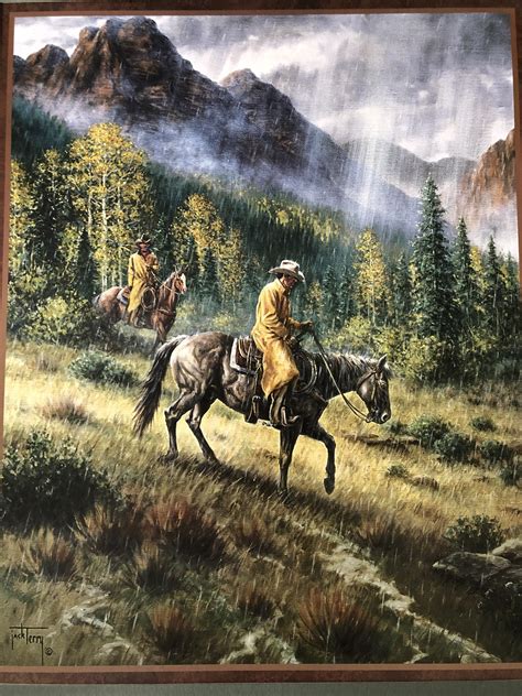 Jack Terry Cowboy Artist Cowboys In The Rain