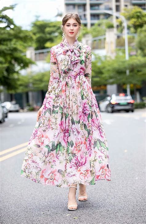 Trendy Floral Western Long Frock Designs 2024 Images