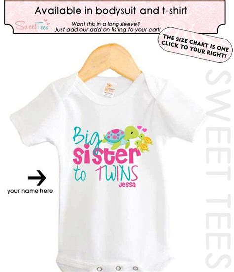 Big Sister To Twins Shirt Turtle Shirt Personalized Name Shirt Sibling