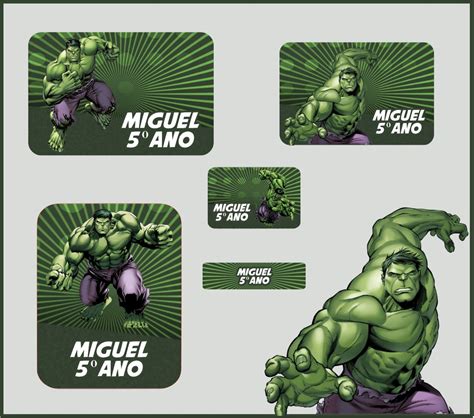 Kit 101 Etiquetas Escolares Hulk Elo7 Produtos Especiais